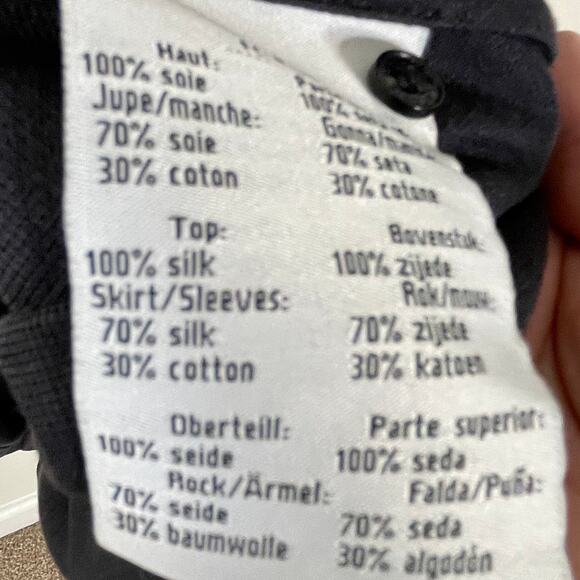 LACOSTE MERLE LONG SLEEVE BLACK PLEATED SILK BLEND MIDI DRESS SIZE 40/ US 8 - Picture 10 of 10